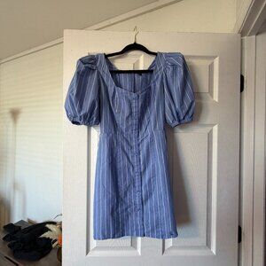 Puff Sleeve Mini Stripe Dress